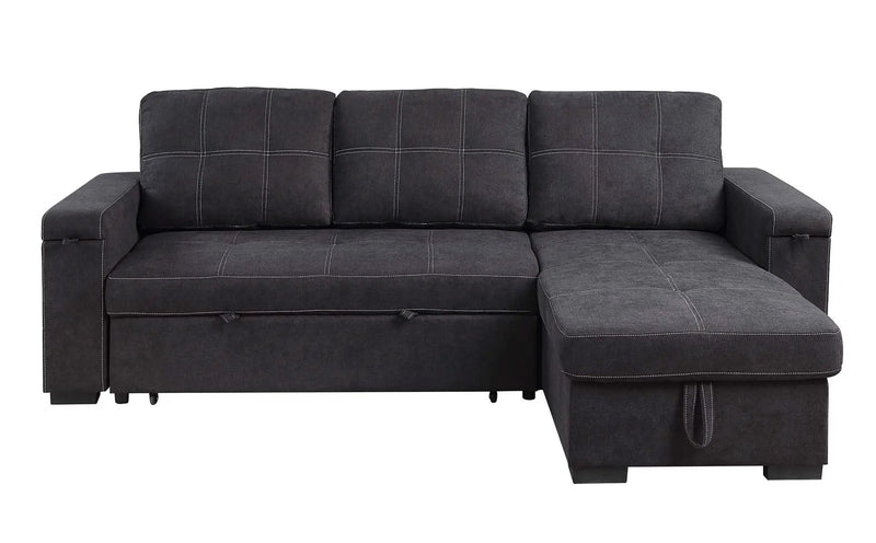 Toby - Woven Fabric Reversible Sleeper Sectional Sofa With Storage Chaise Cup Holder Charging Ports And Pockets by Unique Piece Furniture