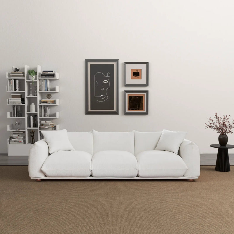 Kely Modern 100'' Cream Boucle Upholstered Sofa by HouseOfZazla
