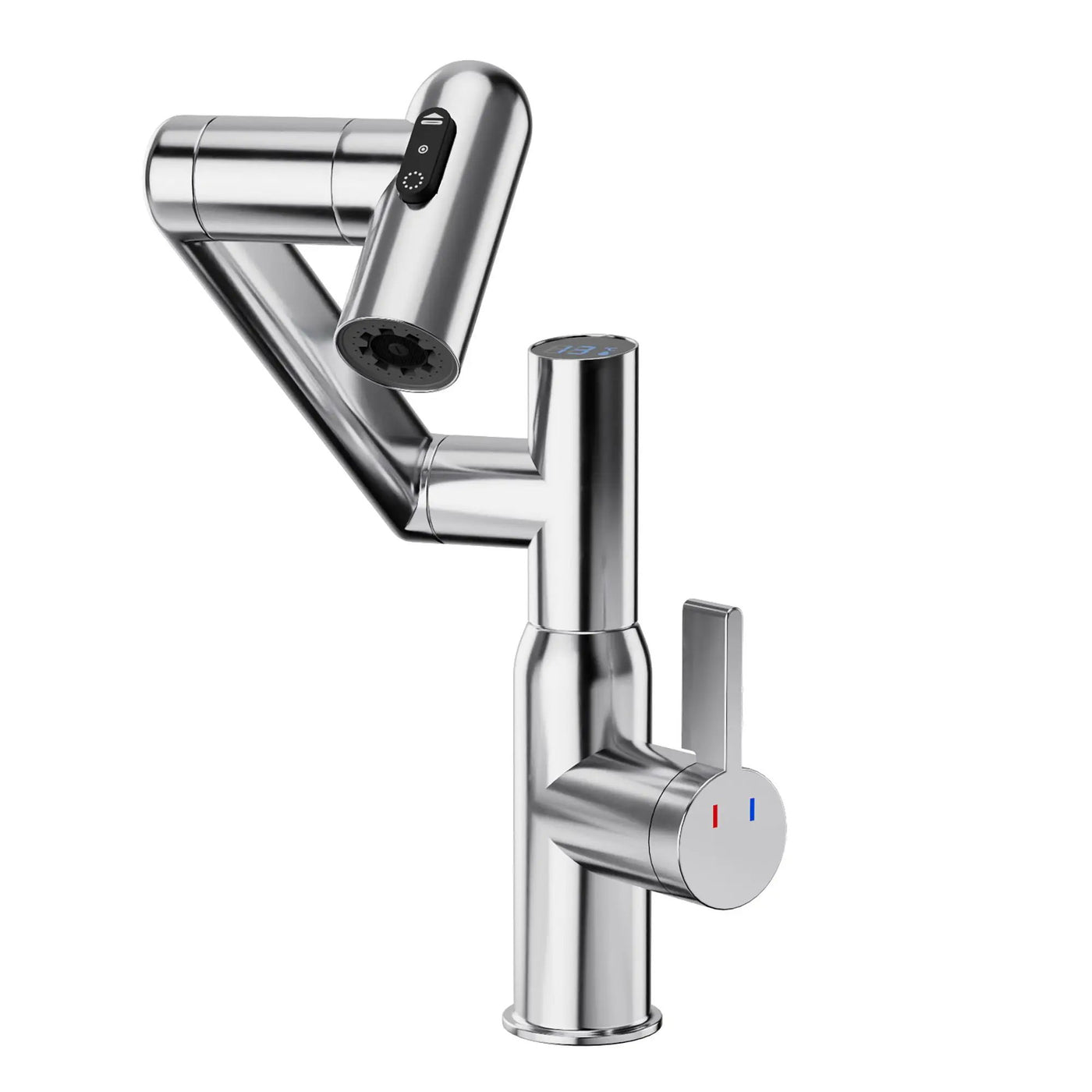 Bathroom Sink Faucet With Spray Function And Temperature Display, Anti Skid Switch, 360 Degree Rotary by HouseOfZazla