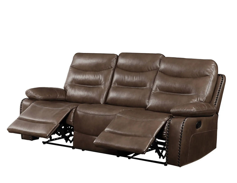 Aashi Leather Gel Match 3 Piece Recliner Living Room Set - Brown by HouseOfZazla