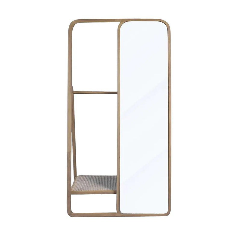 Clothes Hanger With Mirror, Large - Brown by HouseOfZazla