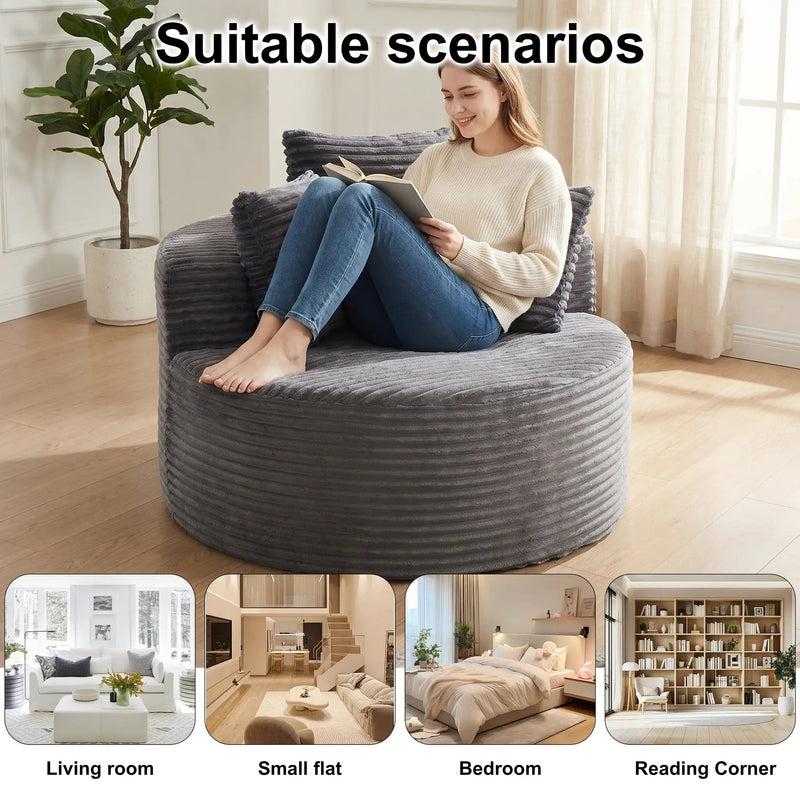 43-inch Round Corduroy Single Sofa by HouseOfZazla