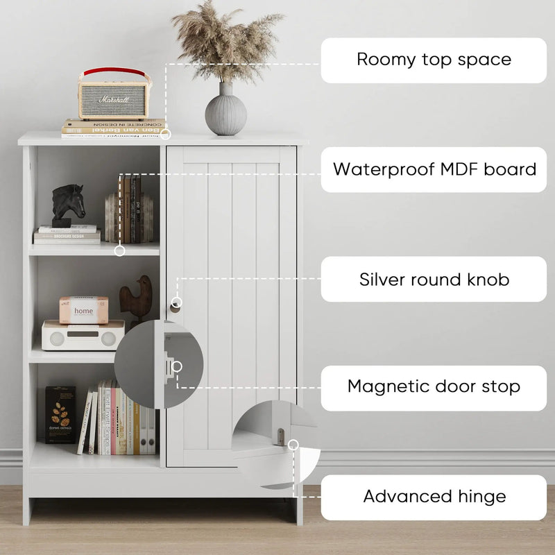 Classic Freestanding Bathroom And Kitchen Storage Cabinet With Adjustable Shelves - White by HouseOfZazla