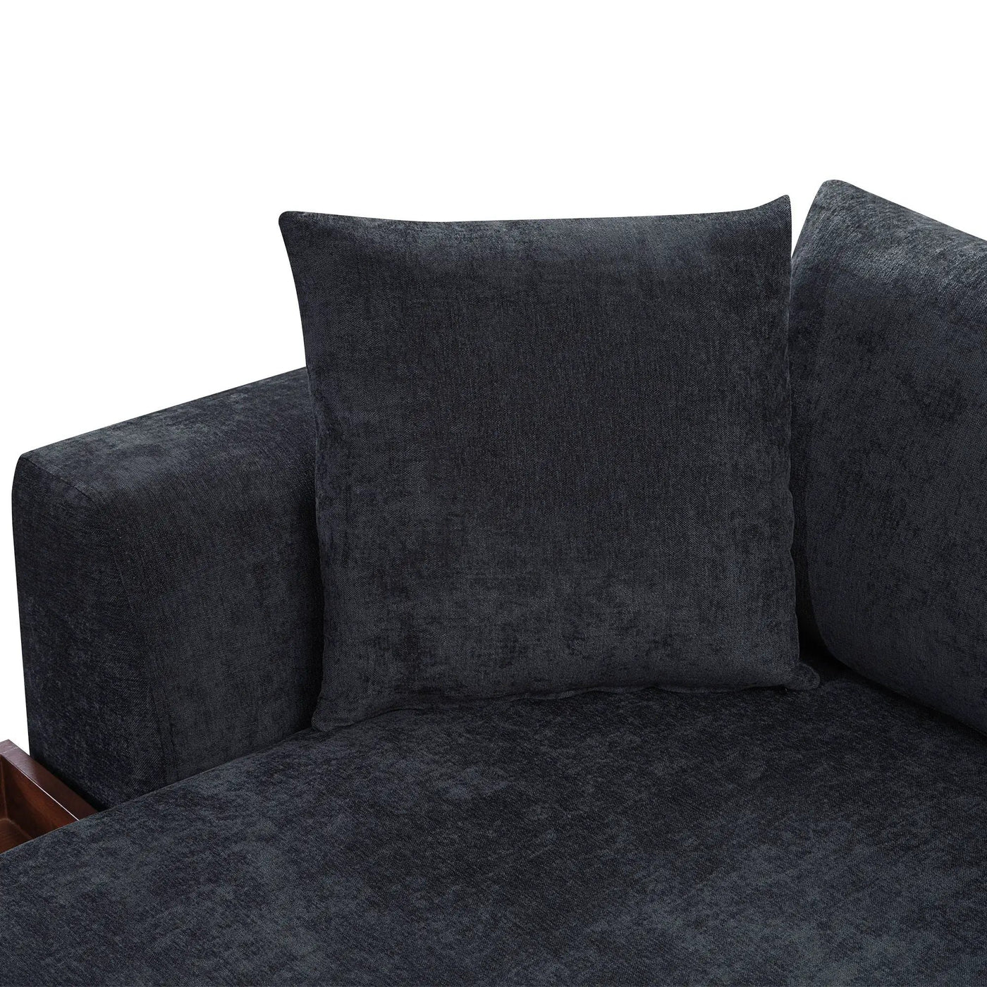 Modern L Shaped Sectional Sofa With Upholstery And Wooden Storage by HouseOfZazla