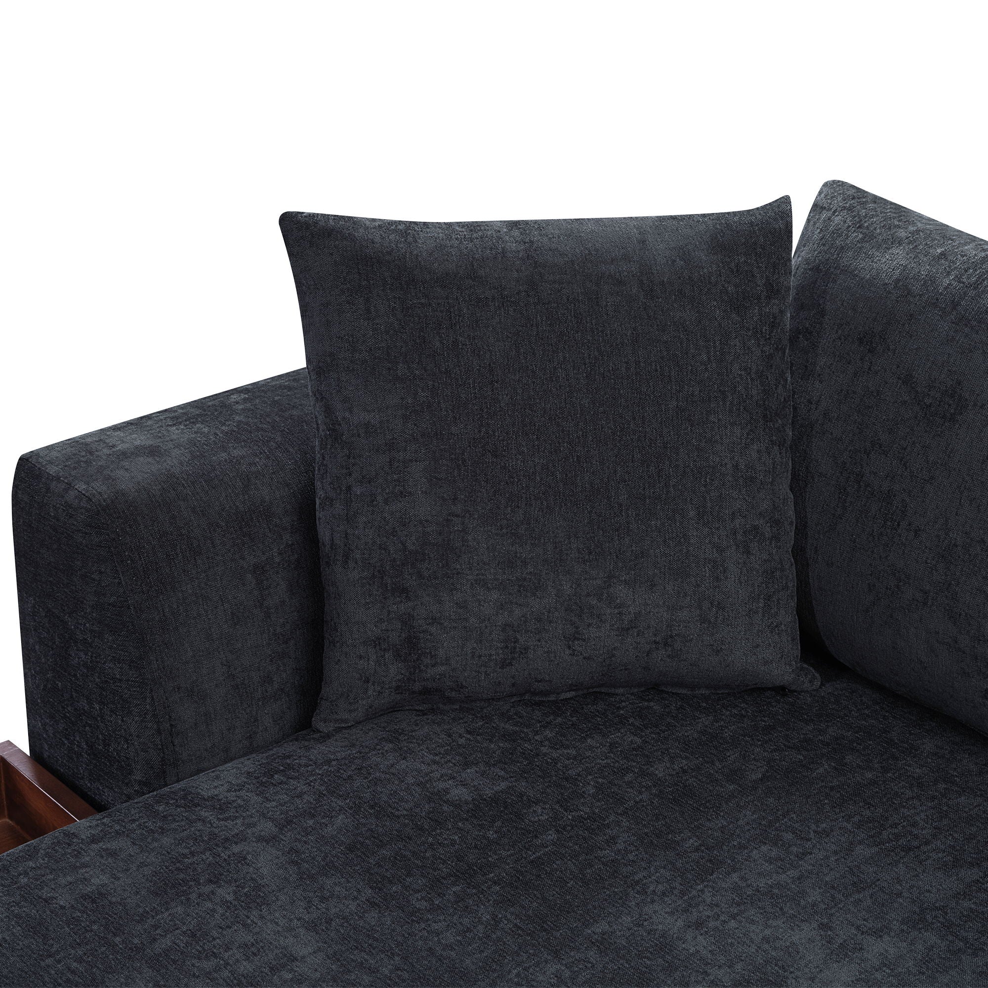 Modern L Shaped Sectional Sofa With Upholstery And Wooden Storage by HouseOfZazla
