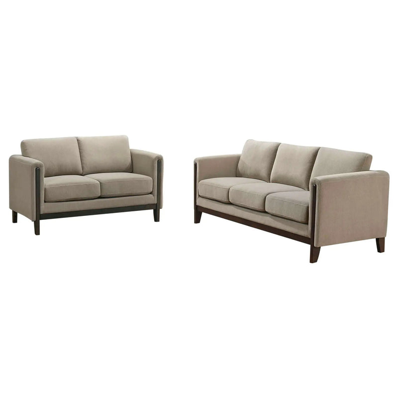 Islington 2-piece Upholstered Panel Arm Sofa Set Taupe by Unique Piece Furniture