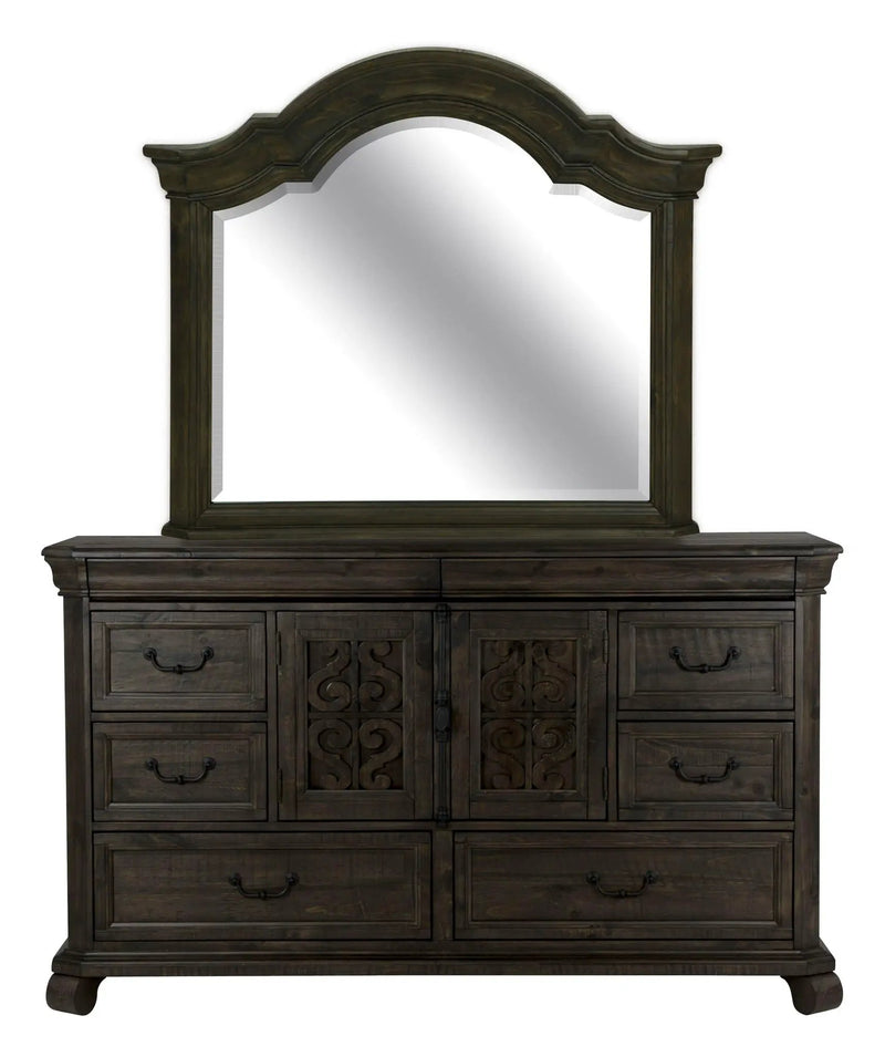 Bellamy - Drawer Dresser With Shaped Mirror - Peppercorn by Unique Piece Furniture