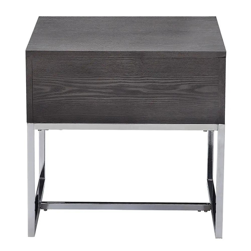 Iban - End Table - Gray Oak & Chrome by Unique Piece Furniture