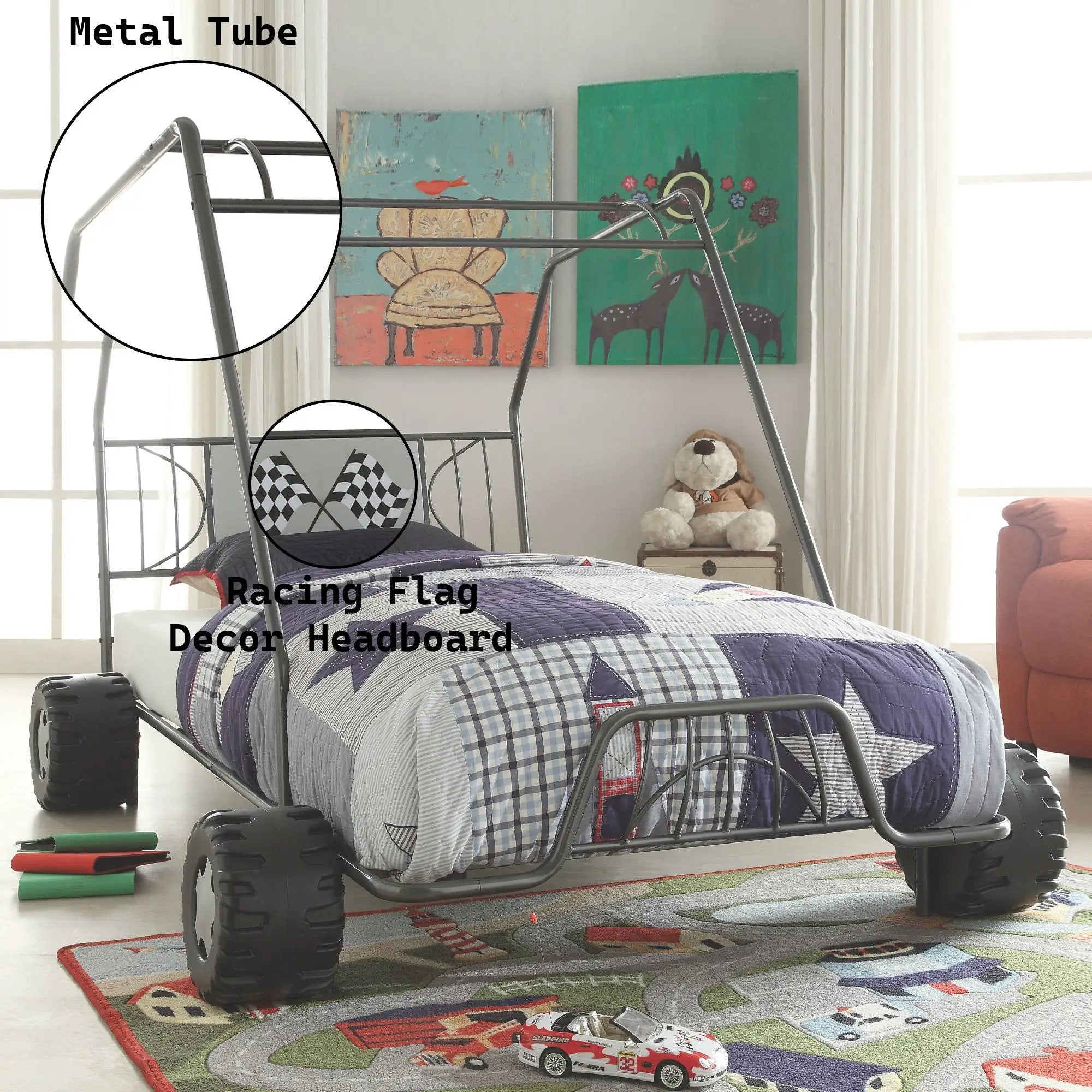 Xander - Twin Go Kart Bed - Gunmetal by Unique Piece Furniture