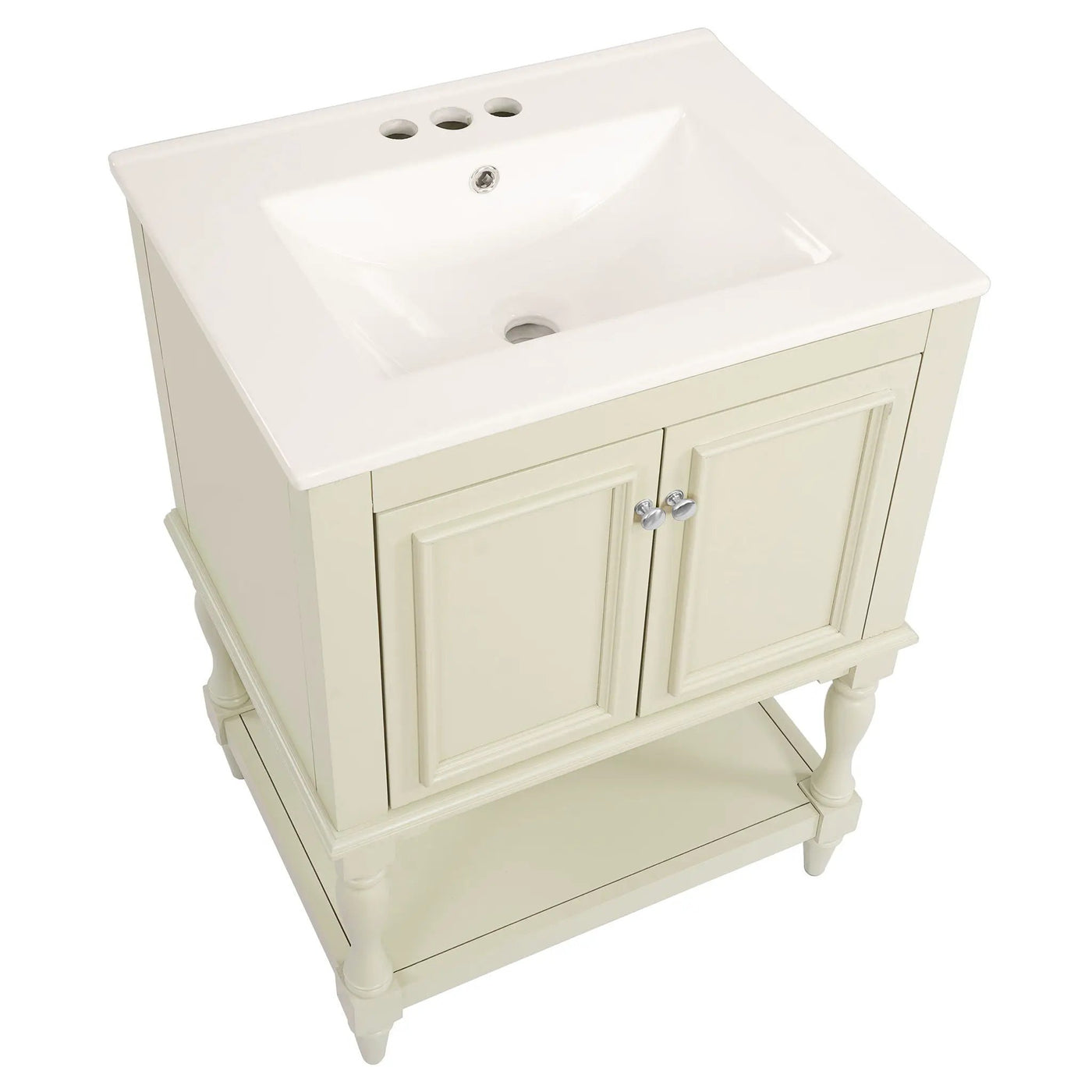 Modern Bathroom Vanity With Sink, Rectangular Cabinet With Open Shelf And Closed Storage by HouseOfZazla
