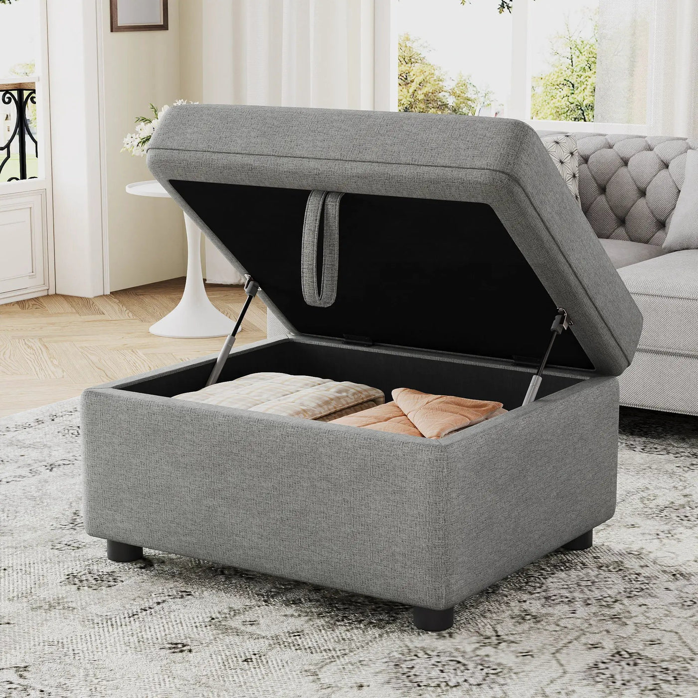 Movable Storage Ottoman Footrest For Living Room by HouseOfZazla
