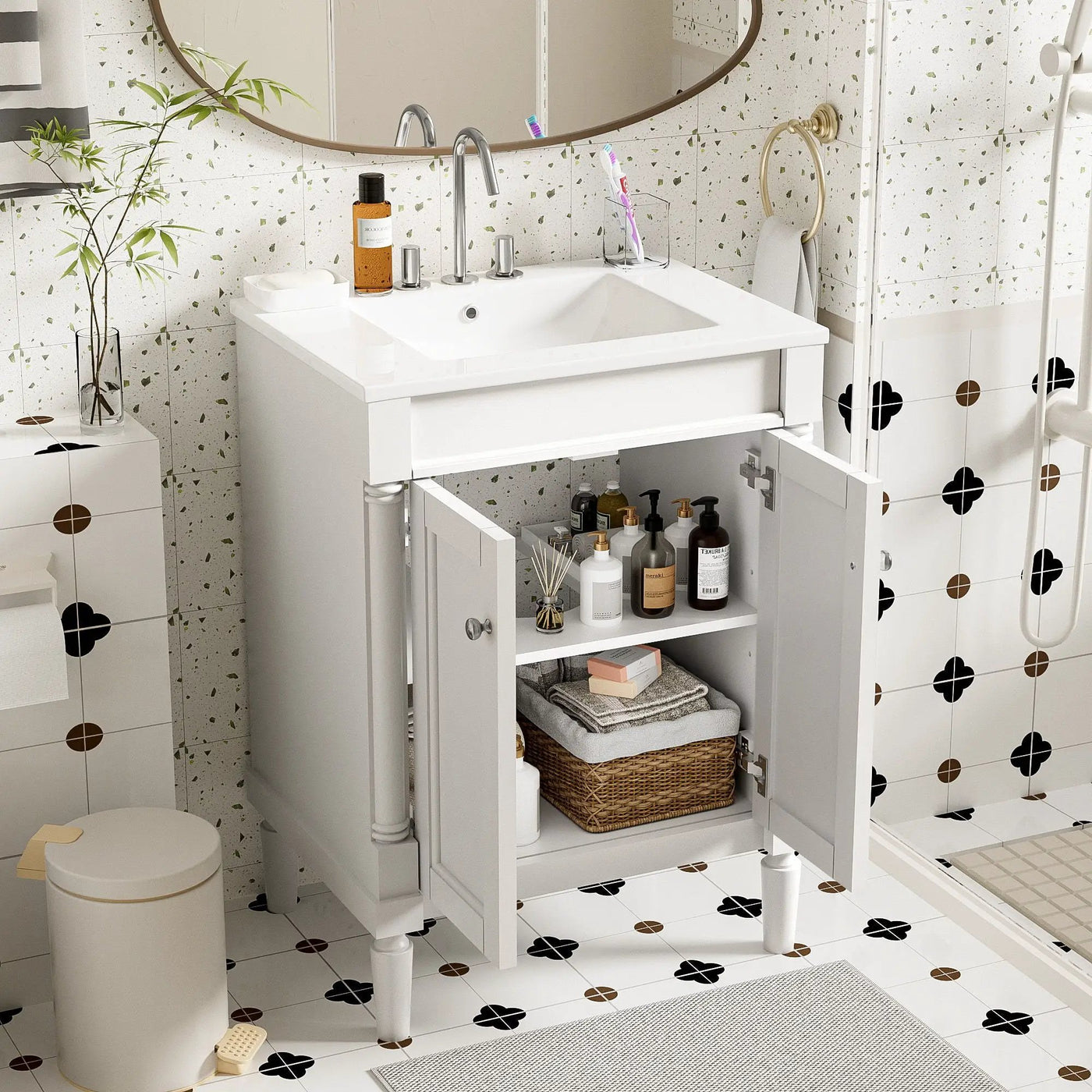 Bathroom Vanity With Top Sink, 2 Tier Storage Cabinet by HouseOfZazla