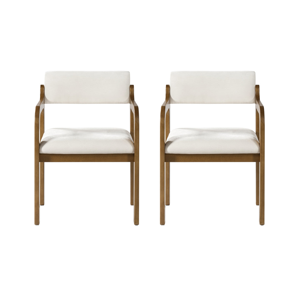 Modern Rubber Wood Dining Chairs with Upholstered Seat and Armrests - Set of 2, photo 5 of 10