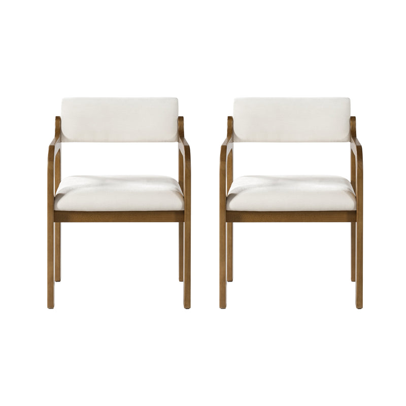 Modern Rubber Wood Dining Chairs with Upholstered Seat and Armrests - Set of 2, photo 5 of 10