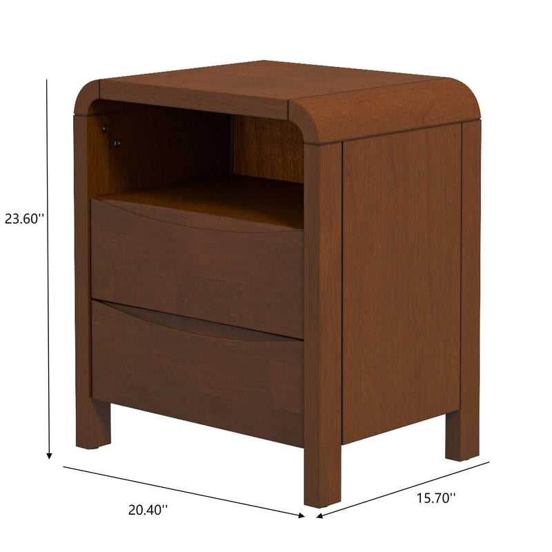 Brown 2-Drawer Nightstand with Solid Wood Construction, photo 4 of 13