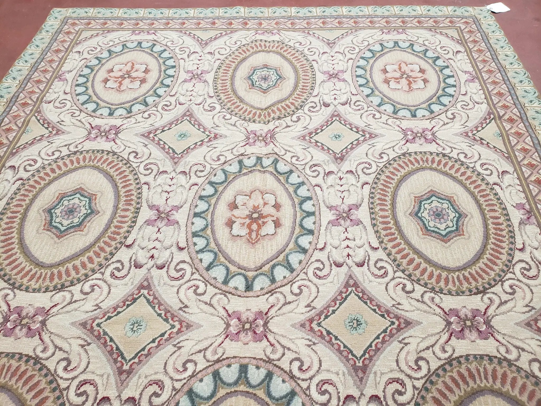 New Needlepoint Rug, 6x9 Needlepoint Carpet, Flatweave Rug, Vicotorian French European English Decor, Elegant Rug for Living Room, Handmade by Jewel Rugs