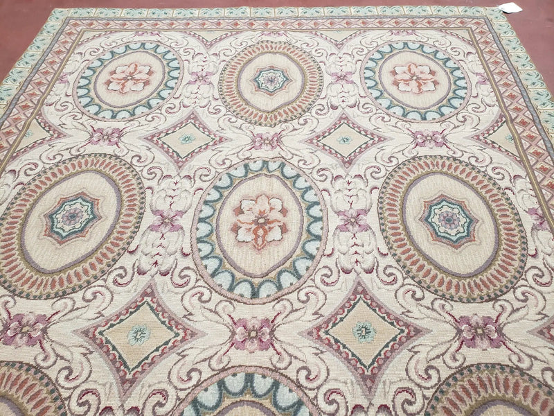 New Needlepoint Rug, 6x9 Needlepoint Carpet, Flatweave Rug, Vicotorian French European English Decor, Elegant Rug for Living Room, Handmade by Jewel Rugs