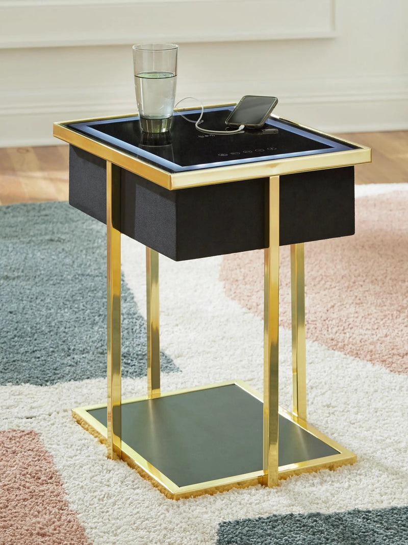 Rexwell - Accent Table With Speaker - Black / Gold Finish by Unique Piece Furniture