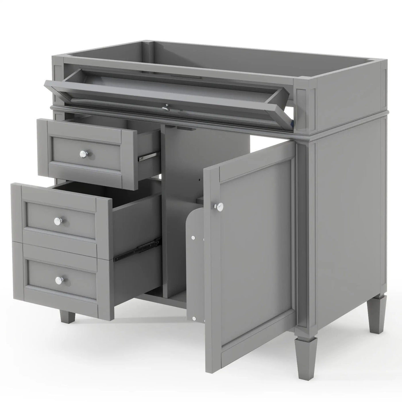 Bathroom Vanity With 2 Drawers And Tip-Out Drawer, Storage Cabinet by HouseOfZazla