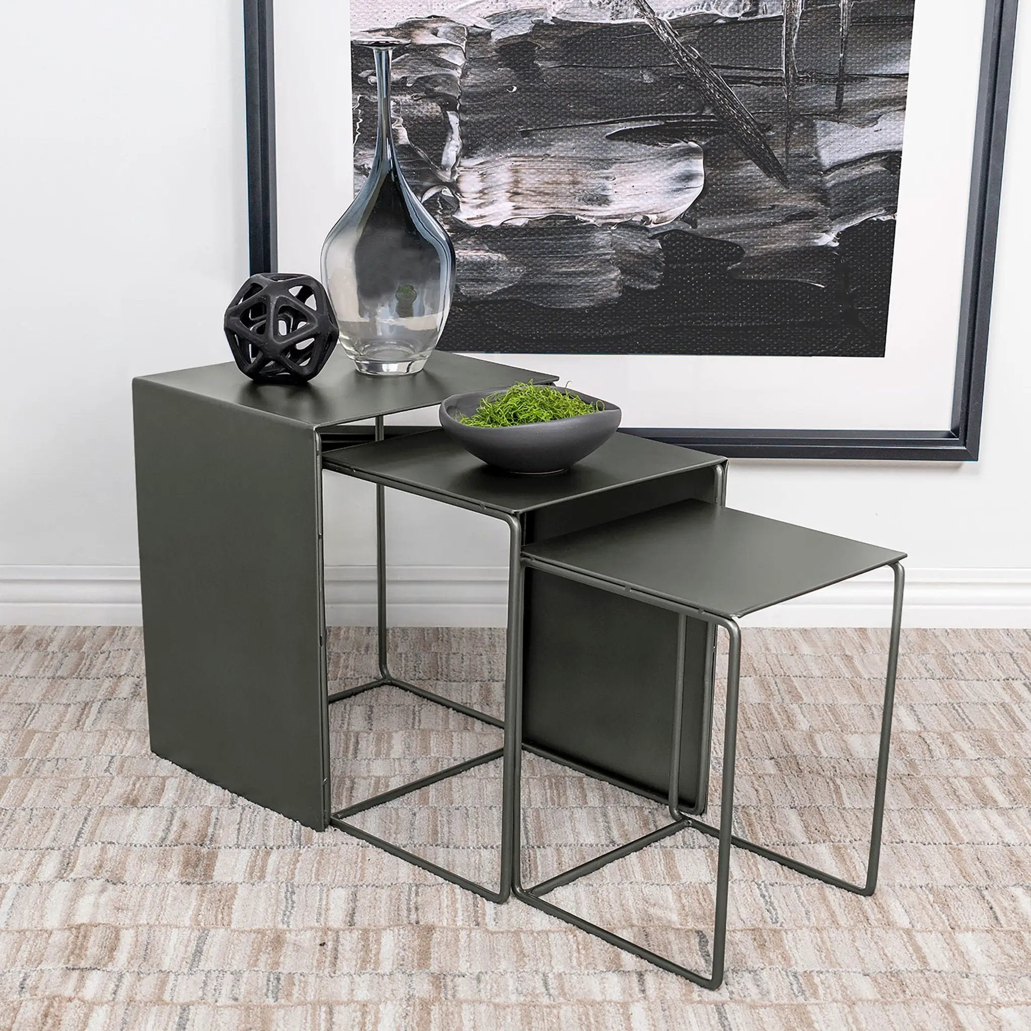 Vestal - 3 Piece Rectangular Nesting Table Set - Gray