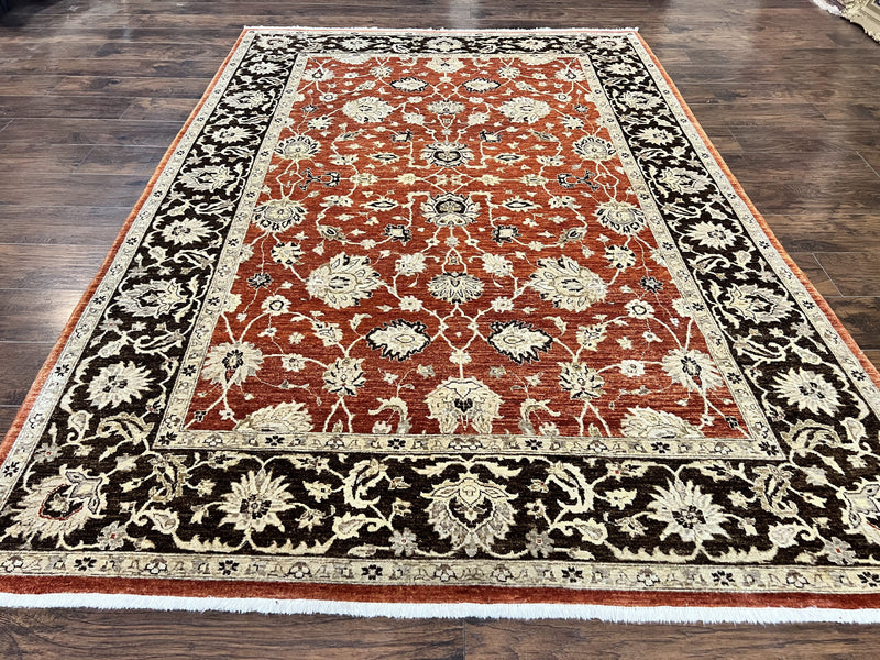 Pakistani Oriental Rug 6x9, Red, Floral Allover, Handmade Wool Rug, Peshawar Chobi Rug, Pak Persian Carpet 6 x 9 by Jewel Rugs