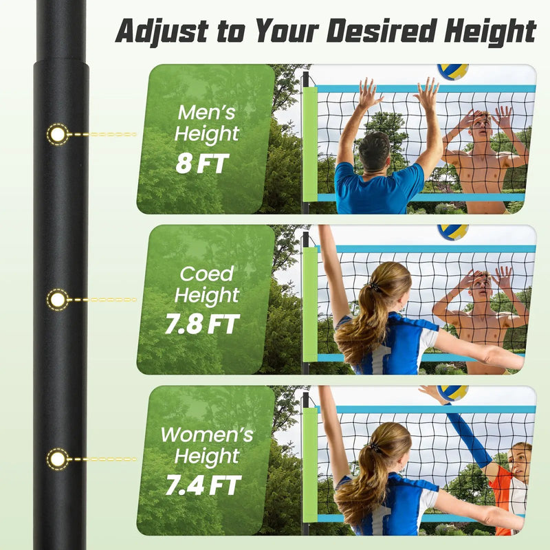 Portable Outdoor Volleyball Net Set Heavy-Duty Volleyball Net System by DirectDeals