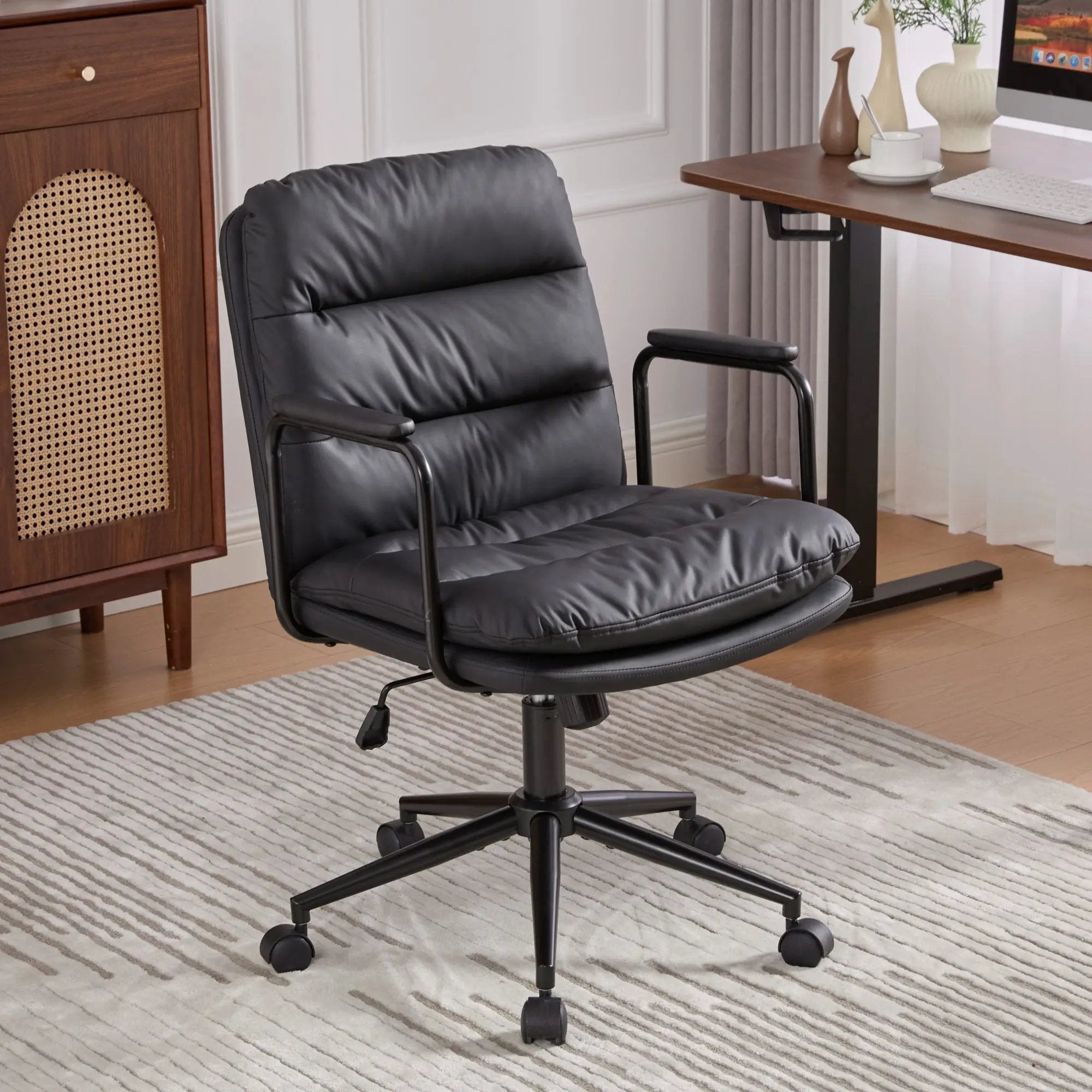 Mid Back Ergonomic Office Chair with Reclining Back and Wheels by HouseOfZazla