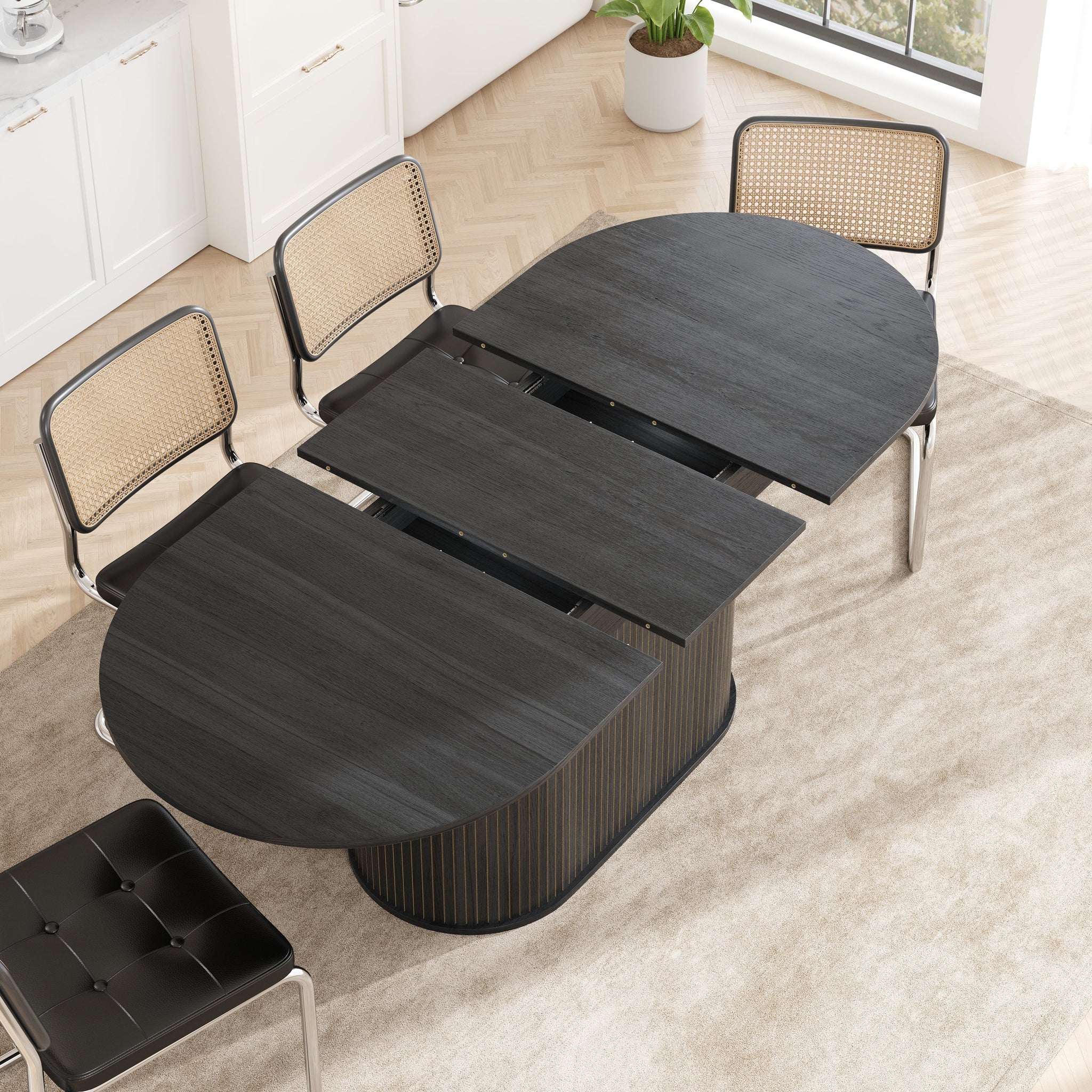 55.11'-70.86' Extendable Dining Table with Striped Legs by HouseOfZazla