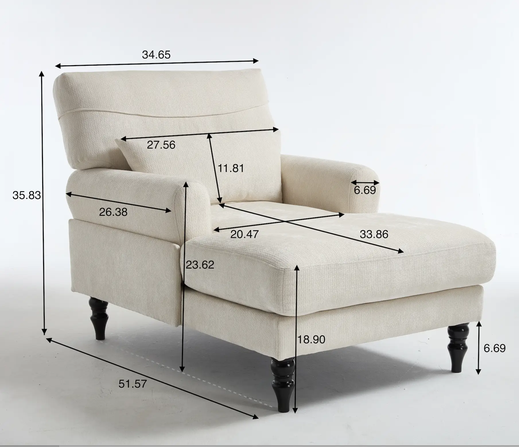 Modern Chaise Lounge Upholstered Indoor Recliner Sofa by HouseOfZazla