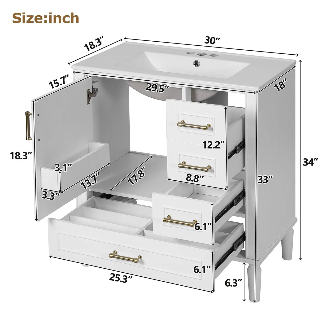 Traditional Bathroom Vanity Set With Soft Close Doors by HouseOfZazla