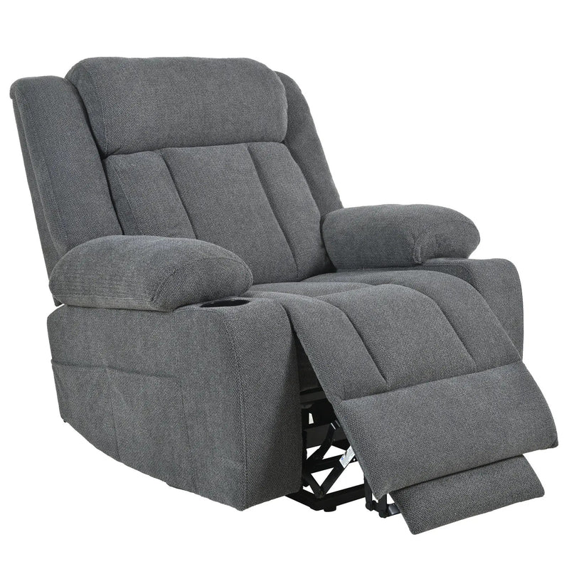 Power Lift Recliner Chair With Extended Footrest, Remote Control, Cup Holders, And Side Pockets by HouseOfZazla