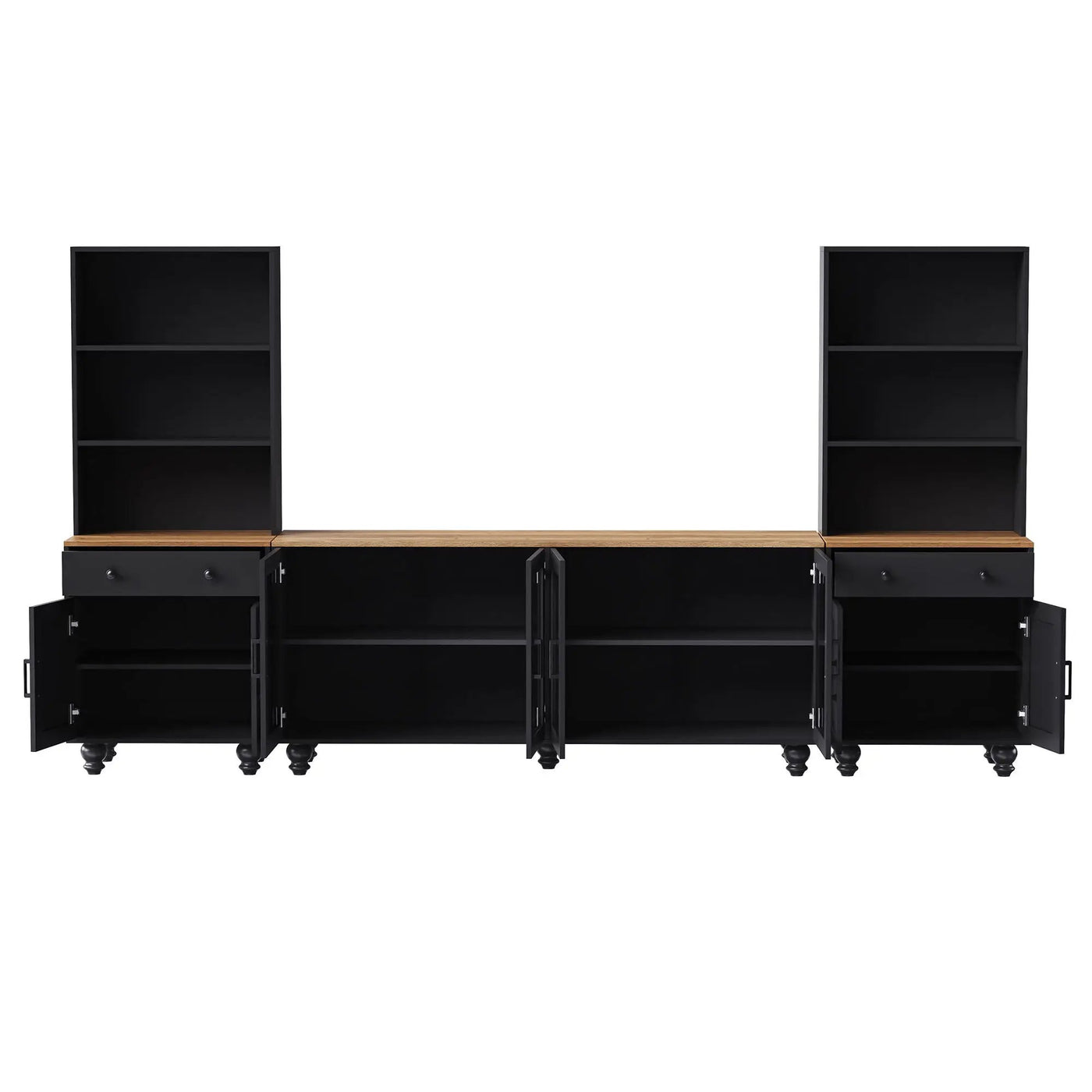Farmhouse TV Stand With Solid Wood Gourd Shaped Legs For TVs Up To 70" by HouseOfZazla