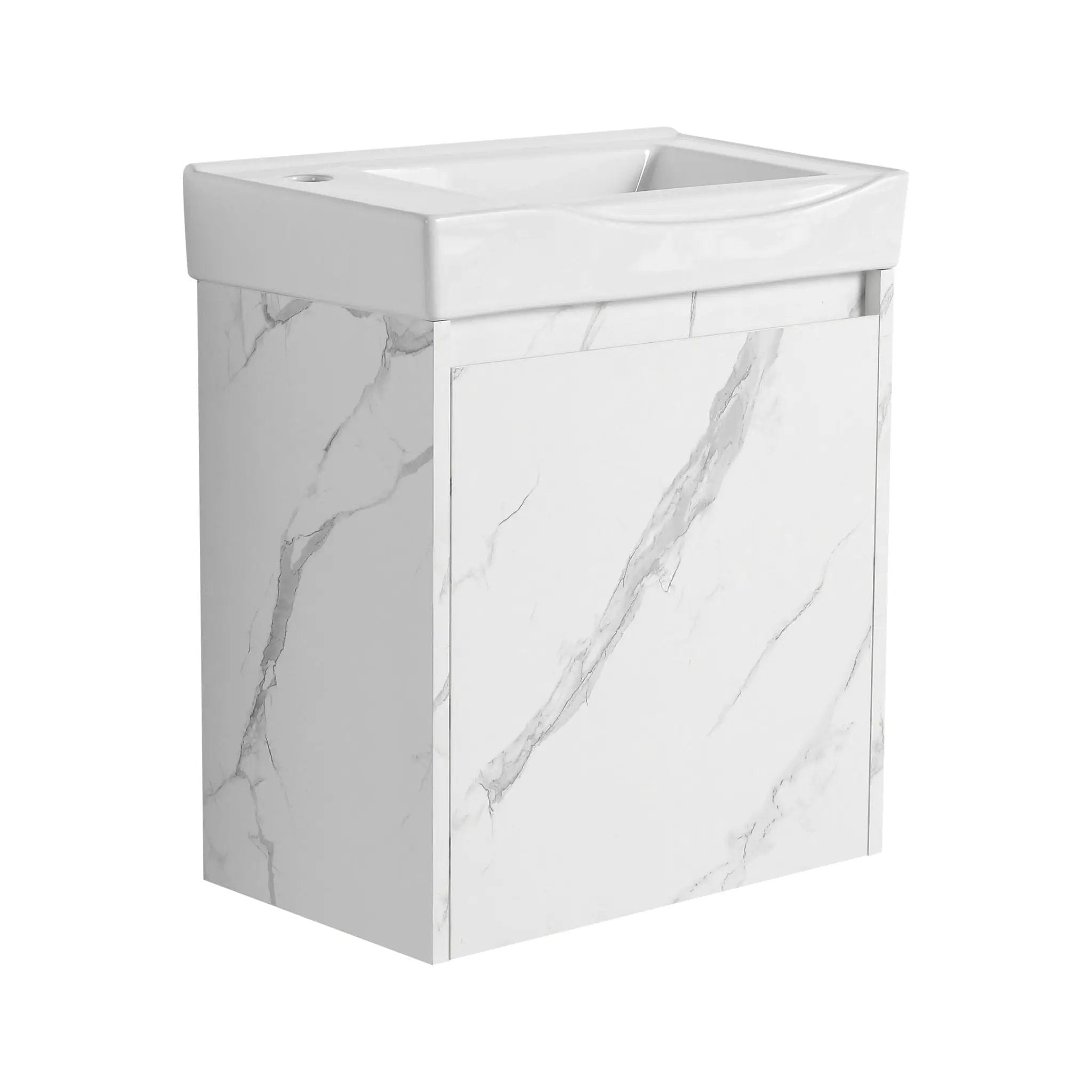 Modern Bathroom Vanity With Ceramic Basin, Wall Mounted Floating Sink Combo, Storage Cabinet by Unique Piece Furniture