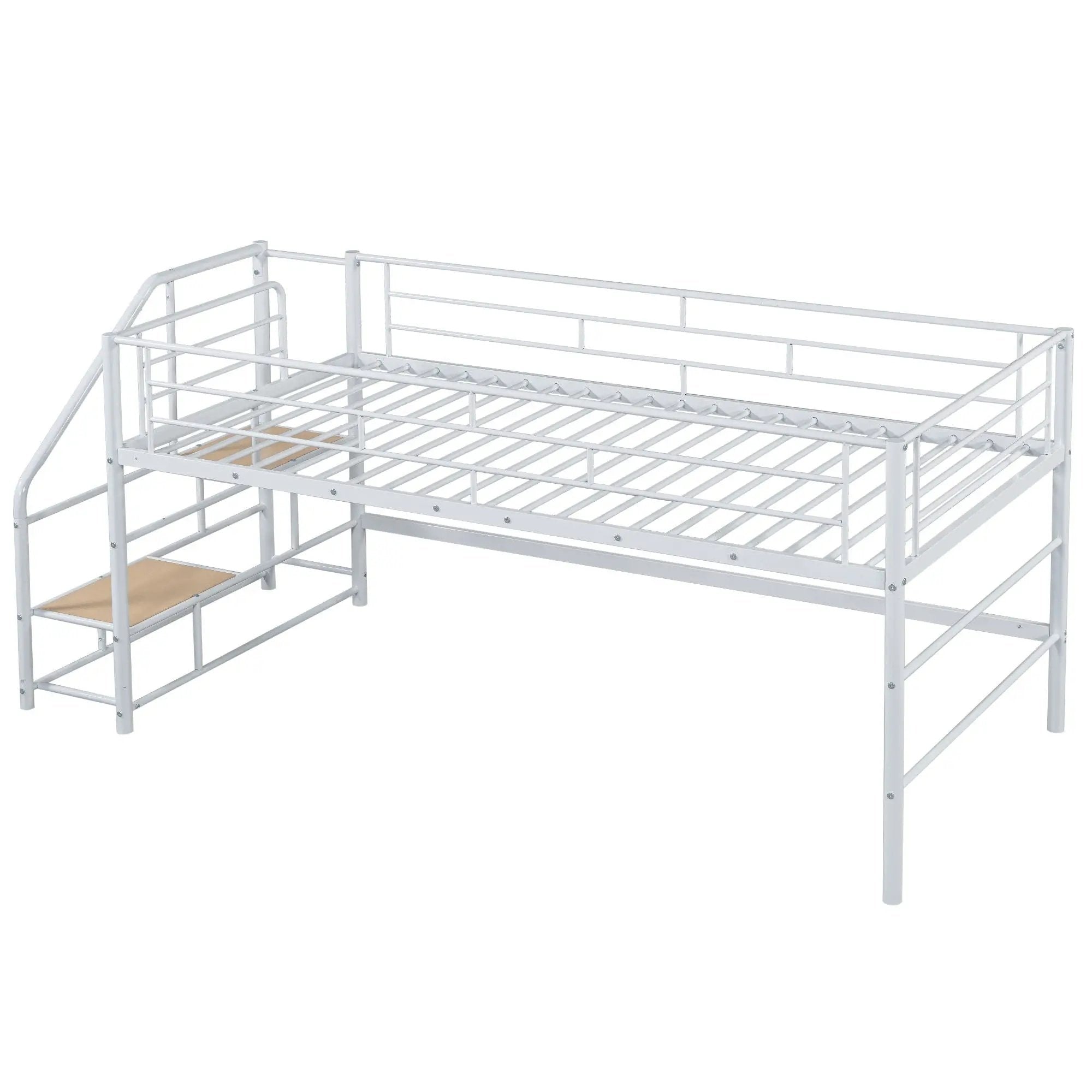 Loft Bed With Storage Stairs And Metal Frame by HouseOfZazla