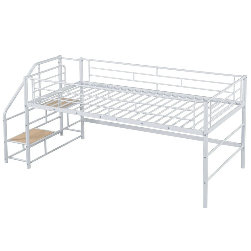Loft Bed With Storage Stairs And Metal Frame by HouseOfZazla