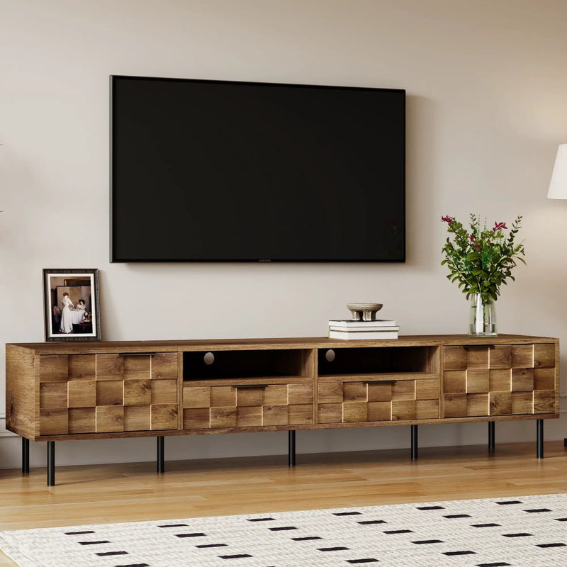 TV Stand With 2 Drawers, Media Console Table, Storage Cabinet With Cable Management by HouseOfZazla