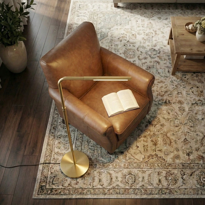 Verve - Floor Lamp With On / Off Switch Adjustable LED Round Base - Gold by Unique Piece Furniture