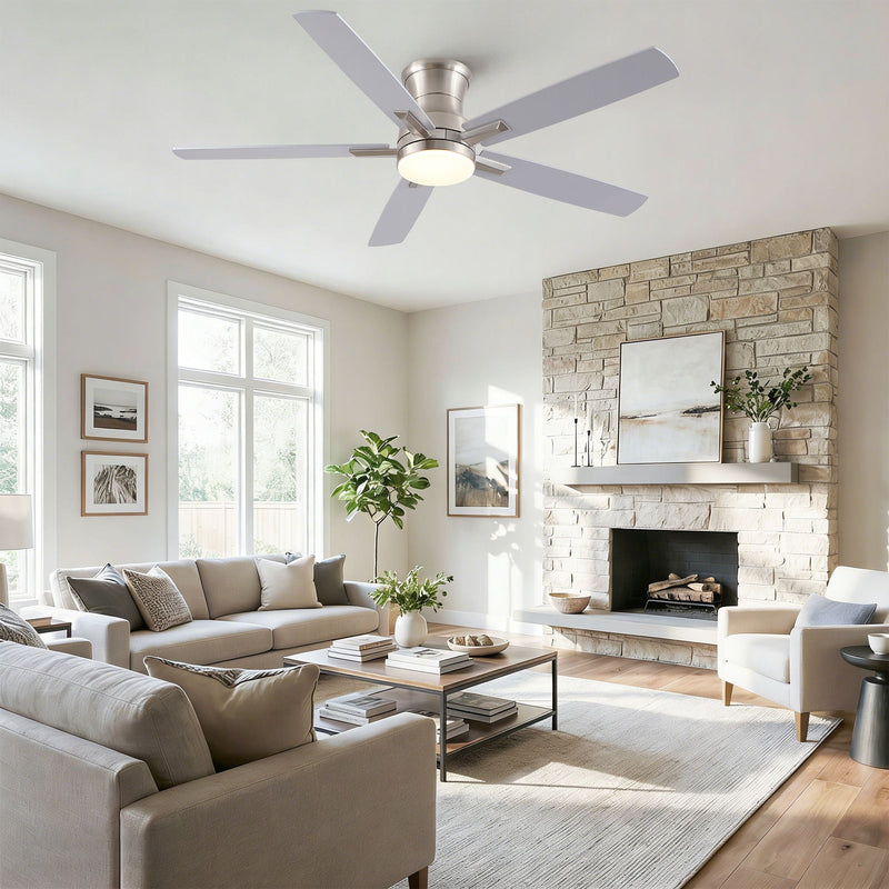 Mordern Flush Mount Ceiling Fan With Light And Remote Control by HouseOfZazla