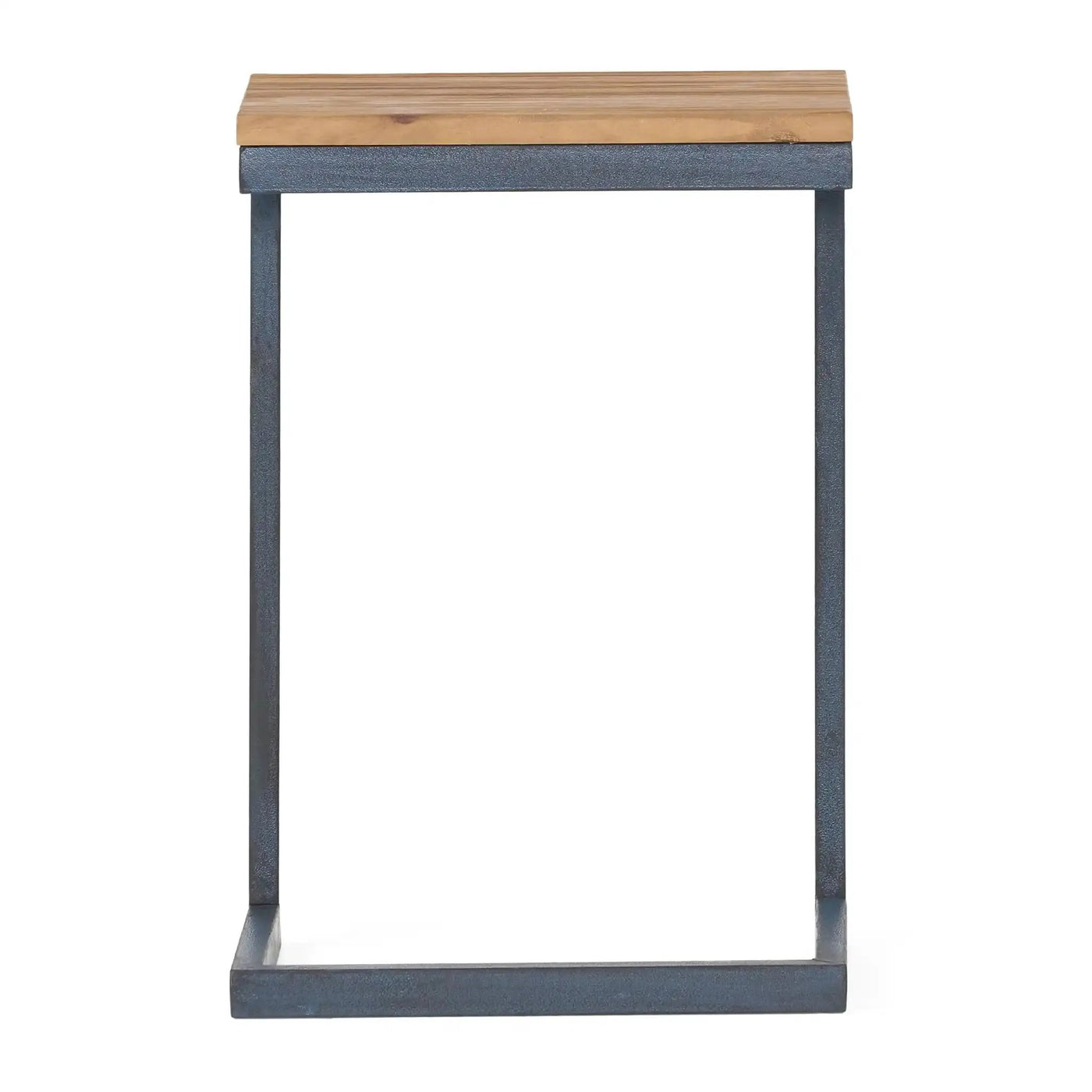 C Shaped End Table With Iron Base And Fir Wood Top by HouseOfZazla