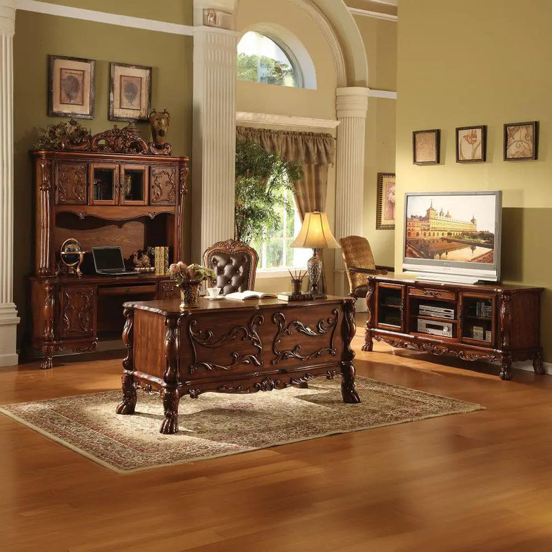 Dresden - Executive Computer Desk With Hutch - Cherry Oak by Unique Piece Furniture