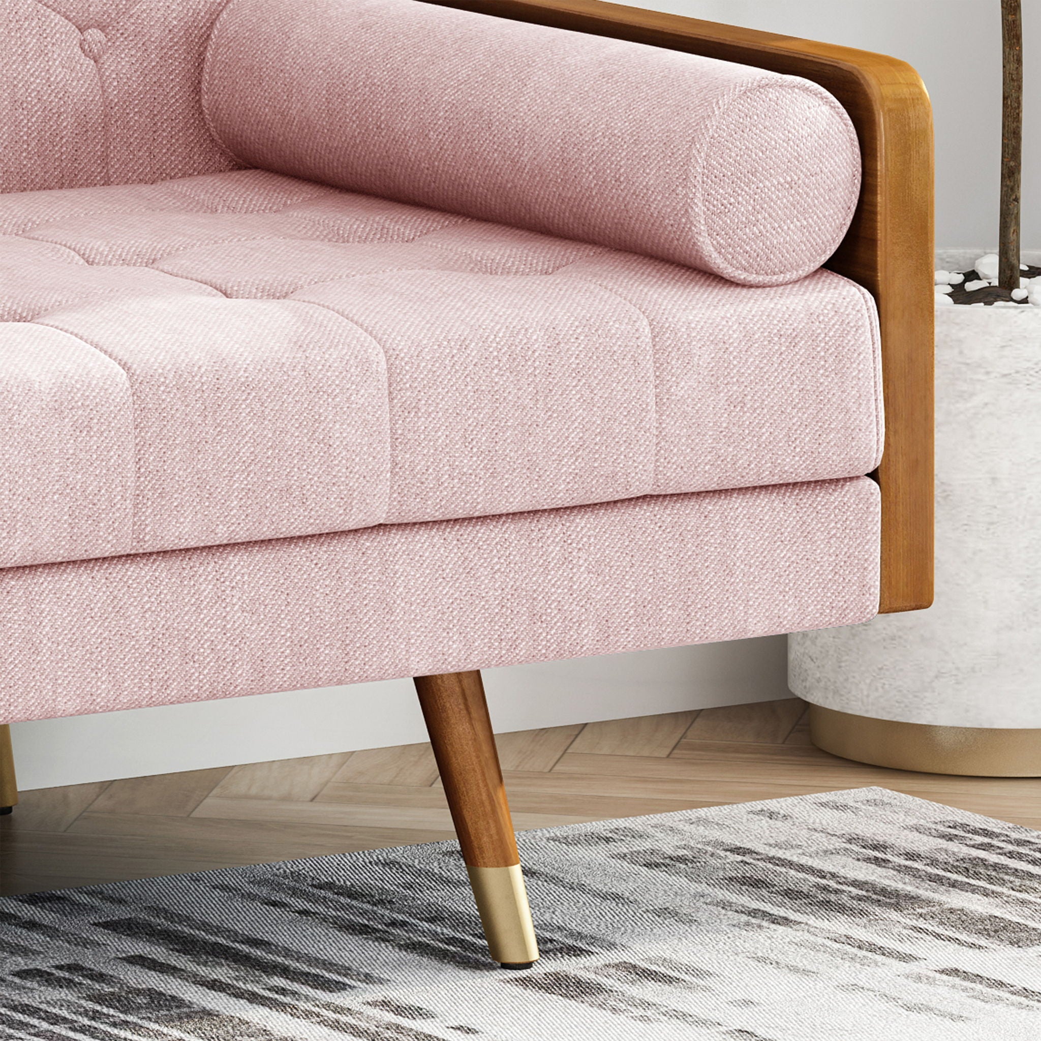 Aidan Mid Century Modern Tufted Fabric Sofa by HouseOfZazla