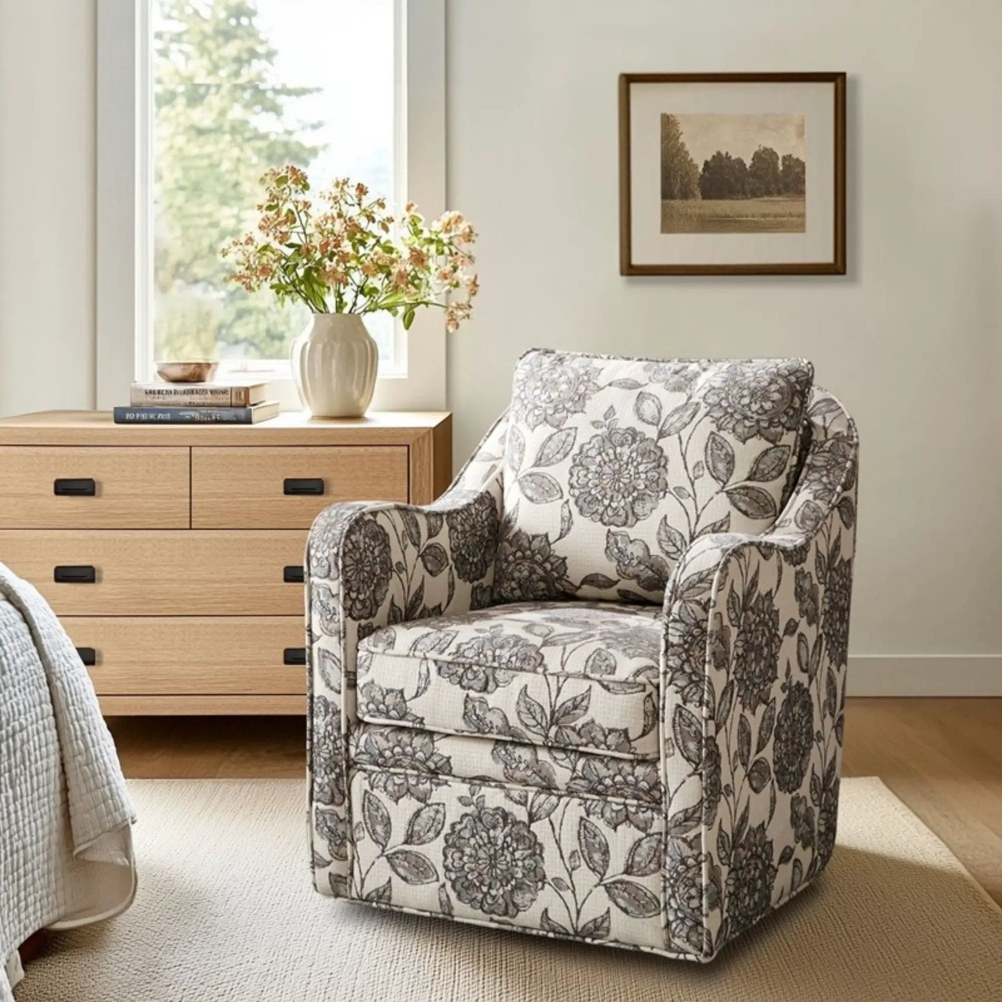 Wide Seat Arm Chair With 360 Degree Rotation by Unique Piece Furniture