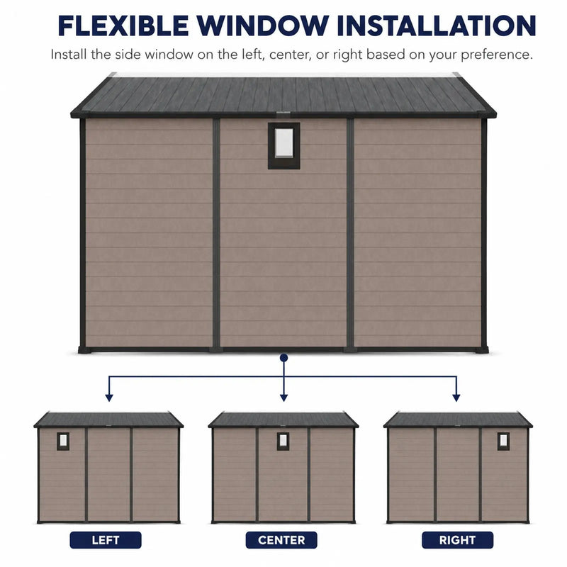 8x10 FT Plastic Outdoor Storage Shed - Lockable Resin Tool Shed by HouseOfZazla