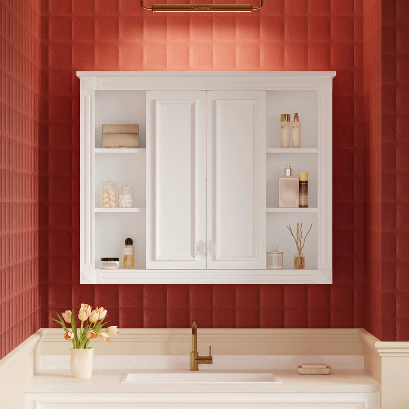Wall-Mounted Medicine Cabinet With Adjustable Shelf, Soft-Closing Hinges - White by HouseOfZazla