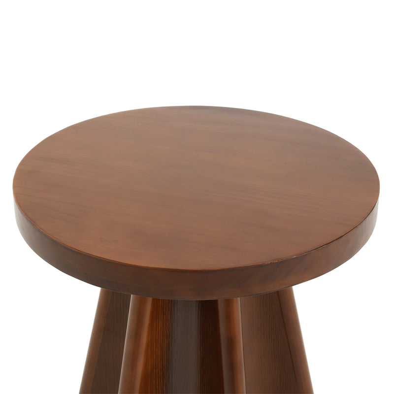 Flower Shaped Solid Pine Round Side Table with Artistic Petal Base - Walnut, photo 7 of 9