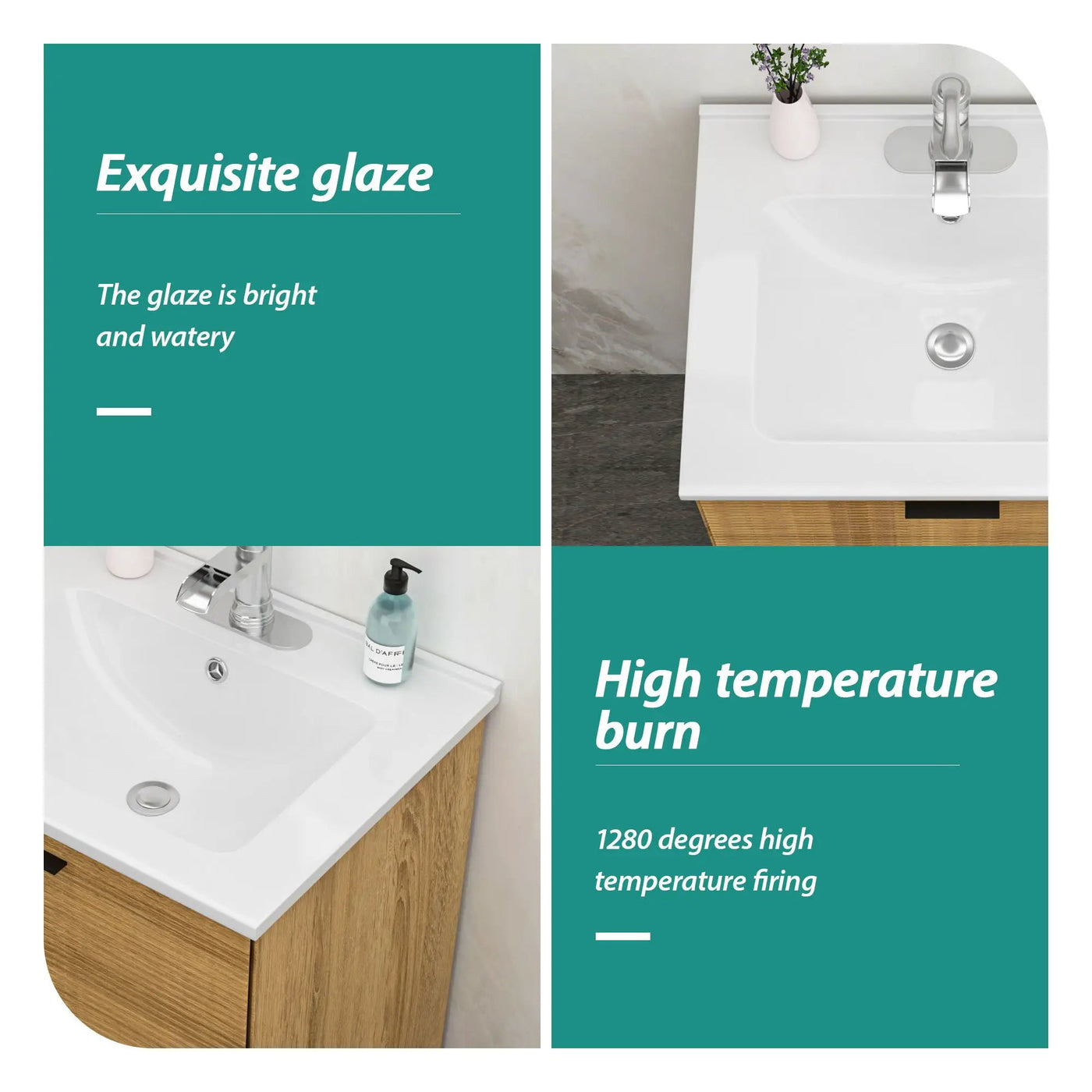 Rectangular Single Vanity Top With 1 Faucet Hole And Overflow Ceramic by HouseOfZazla