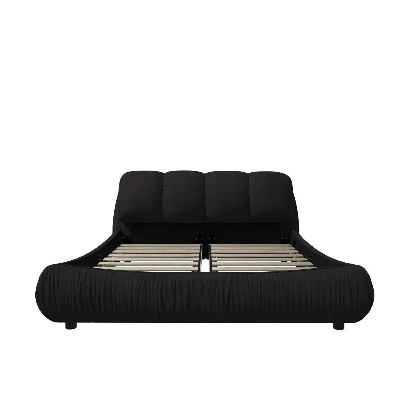 Luxury Upholstered Platform Bed With Oversized Padded Backrest And Solid Wood Frame by HouseOfZazla