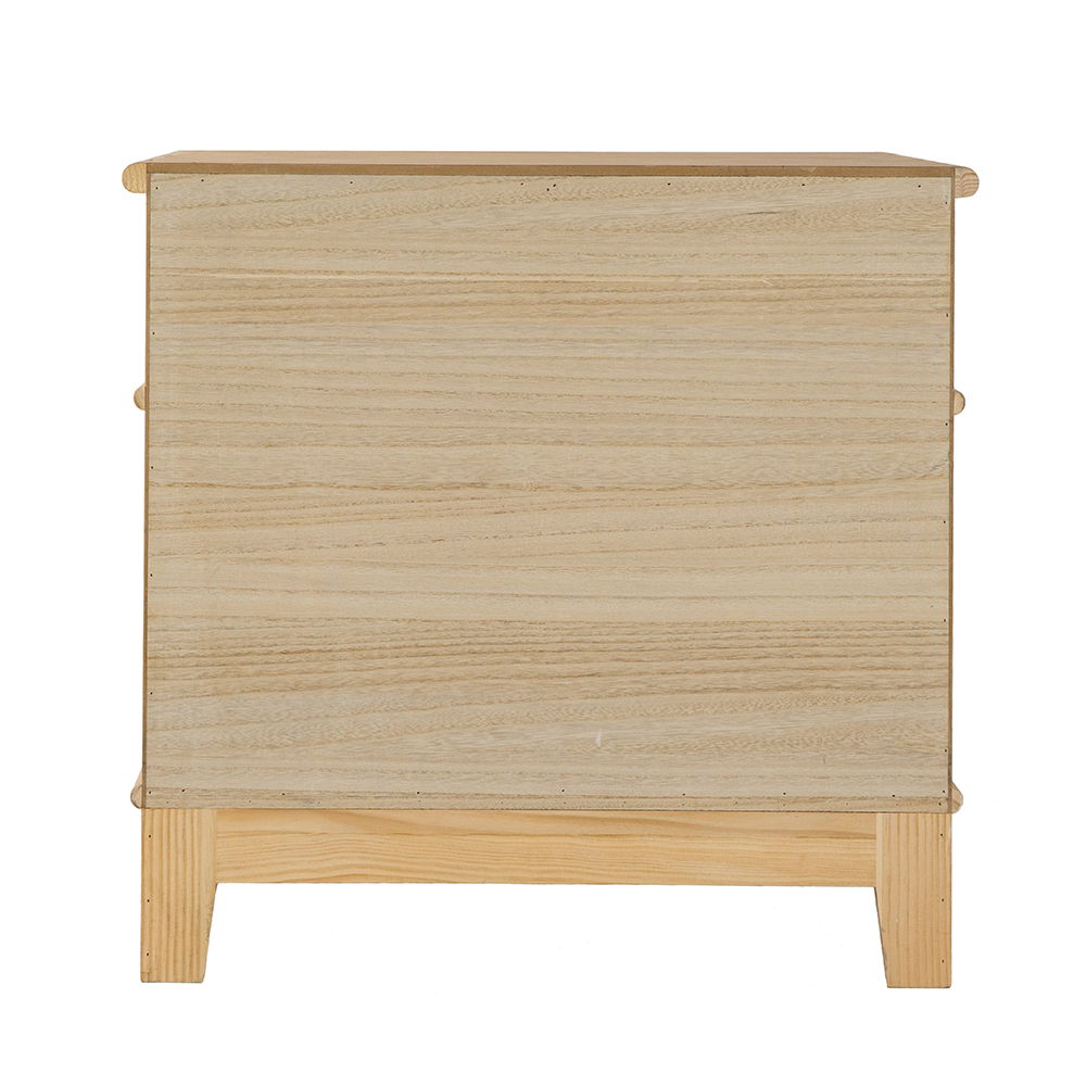 Brown Bedside Table with Rattan-Accented Drawers - 27.5" W x 18" D x 26" H, photo 2 of 11