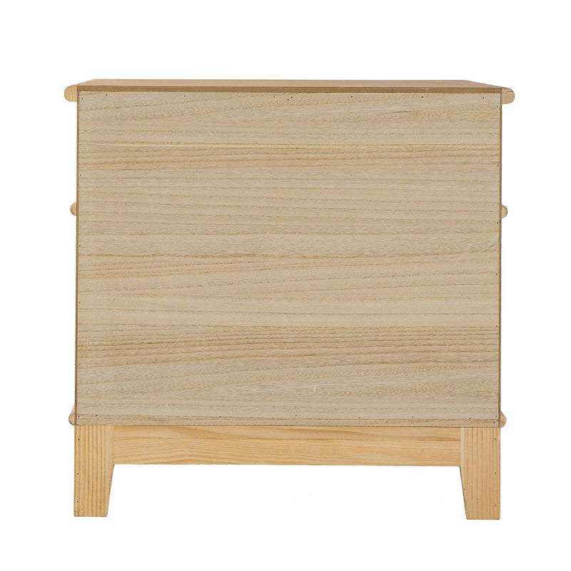 Brown Bedside Table with Rattan-Accented Drawers - 27.5" W x 18" D x 26" H, photo 2 of 11