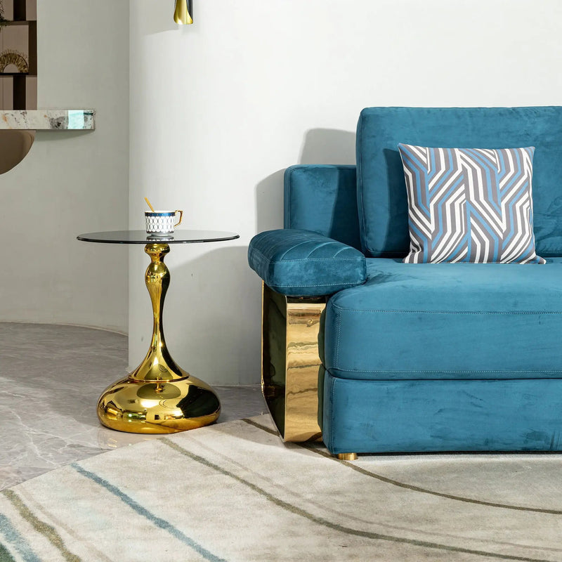 Modern Minimalist Coffee Table With Steel Legs And Tempered Glass Top by HouseOfZazla